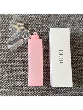 Dior Addict Lip Gloss Star Key Chain Pink Silicone New Authentic